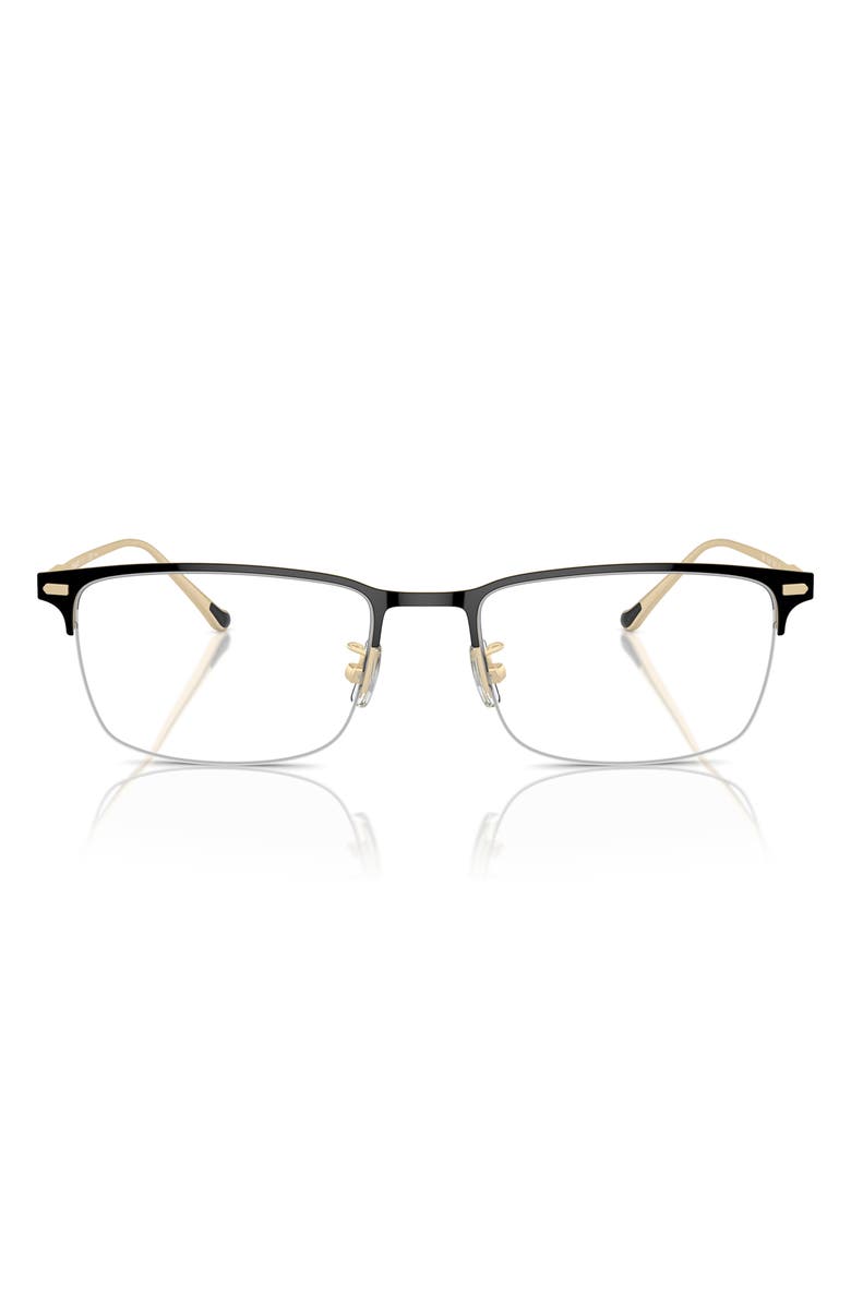 COACH 56mm Semi Rimless Rectangular Optical Glasses, Main, color, Black / Light Gold / Demo Lens