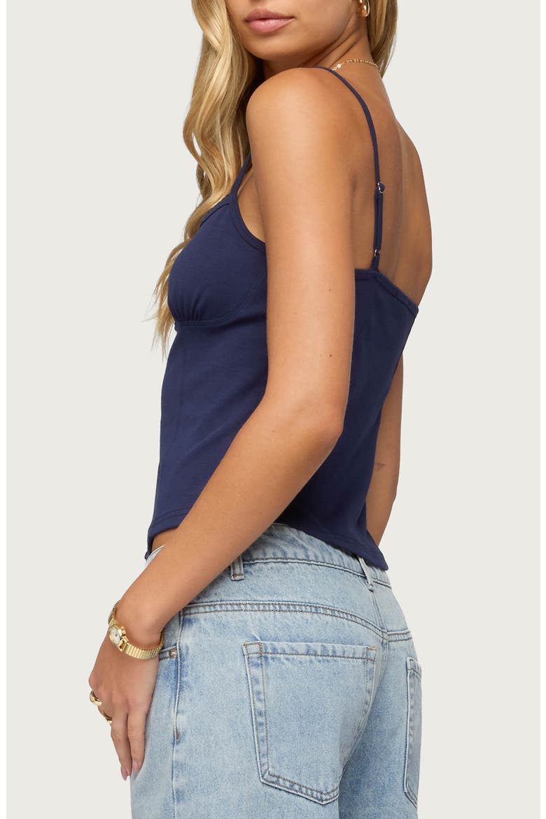 Delia Sweetheart Button-Up Stretch Cotton Tank, Alternate, color, NAVY