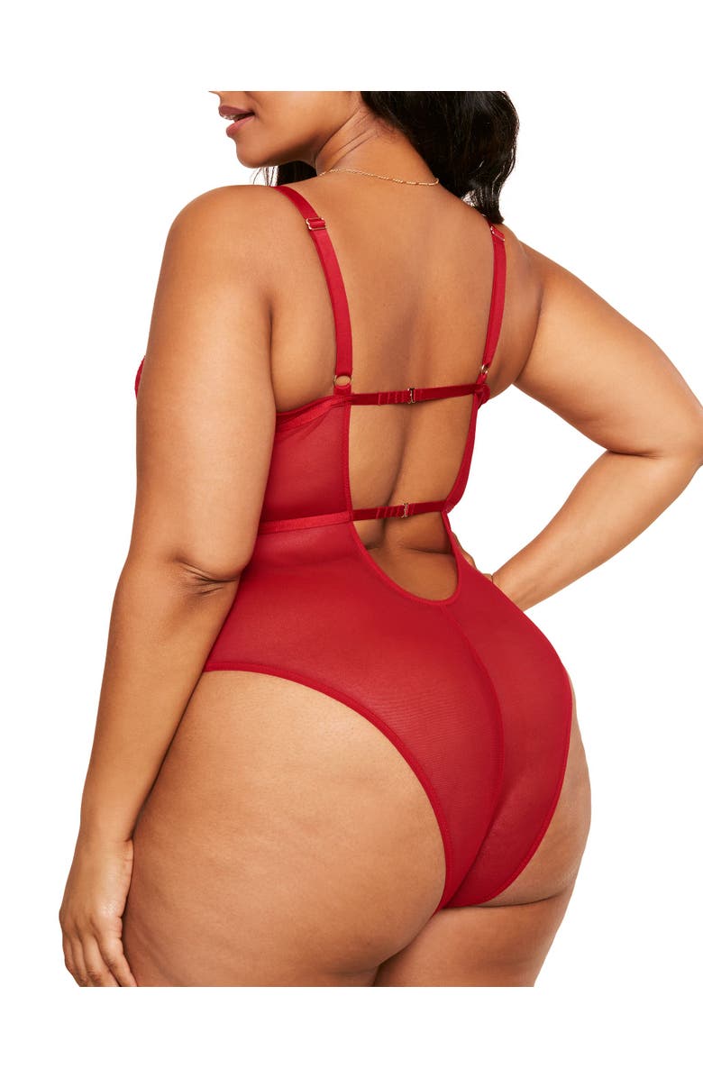 Adore Me Rosie Crotchless Bodysuit Lingerie, Alternate, color, Deep Red