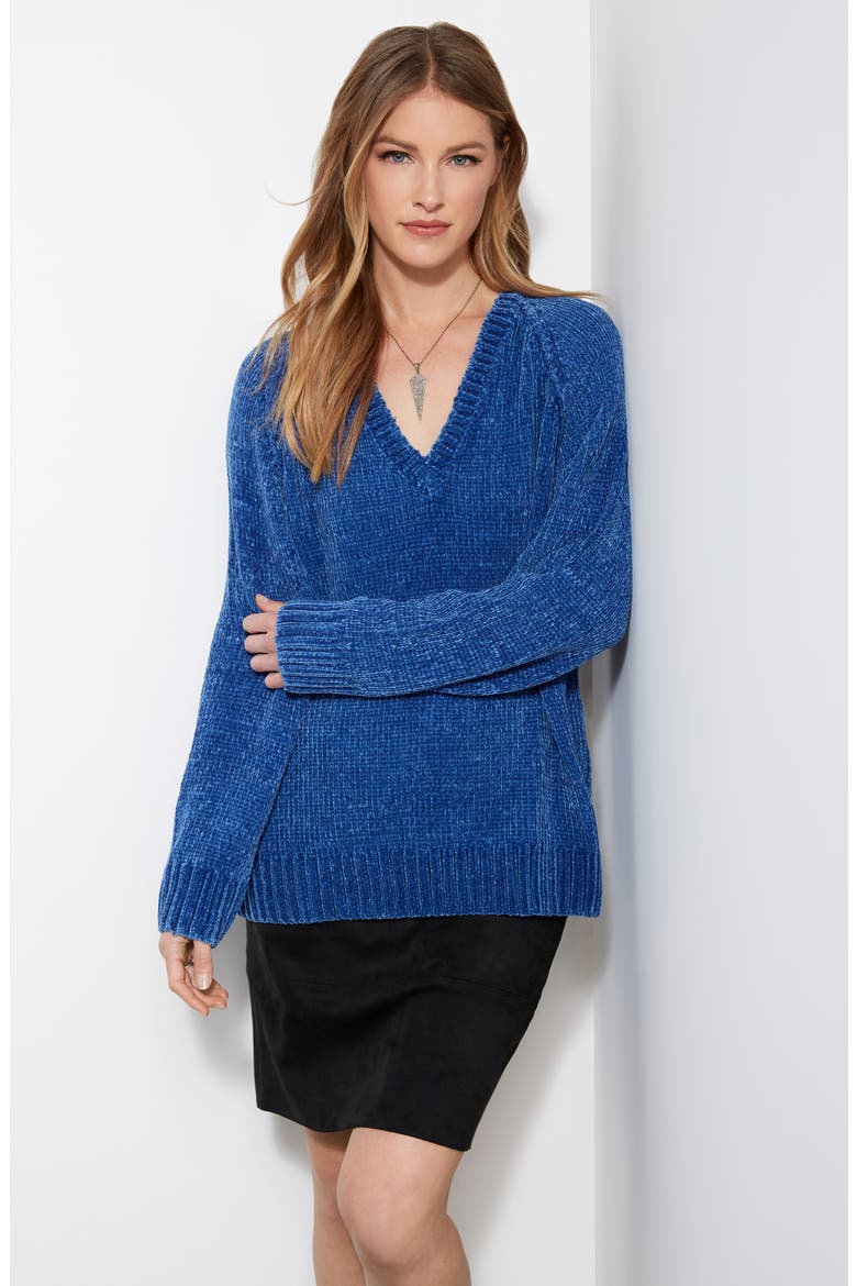 Chenille Sweater, Alternate, color, INDIGO