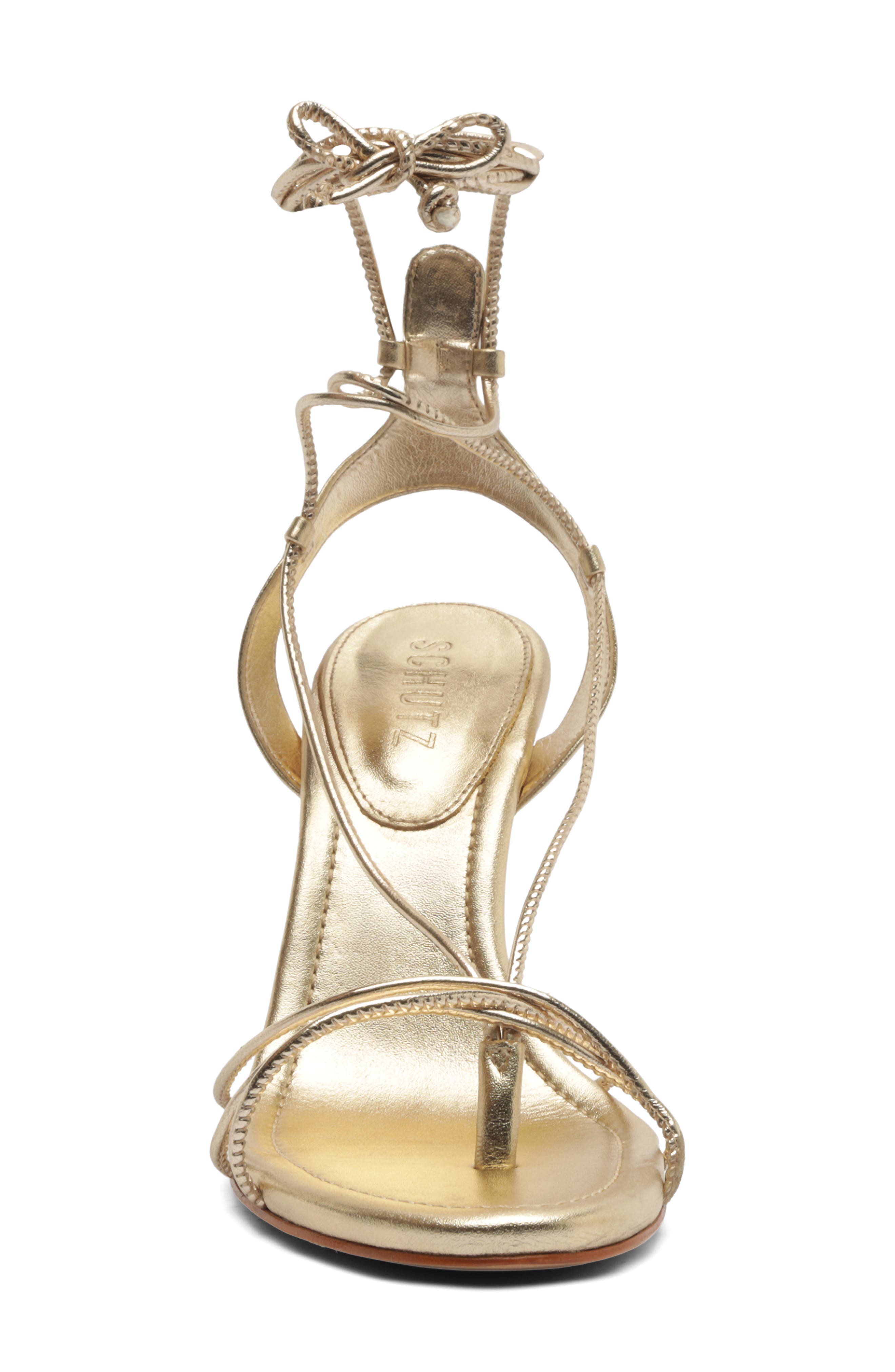 Schutz Demetria Ankle Strap Stiletto Sandal, Alternate, color, Platina