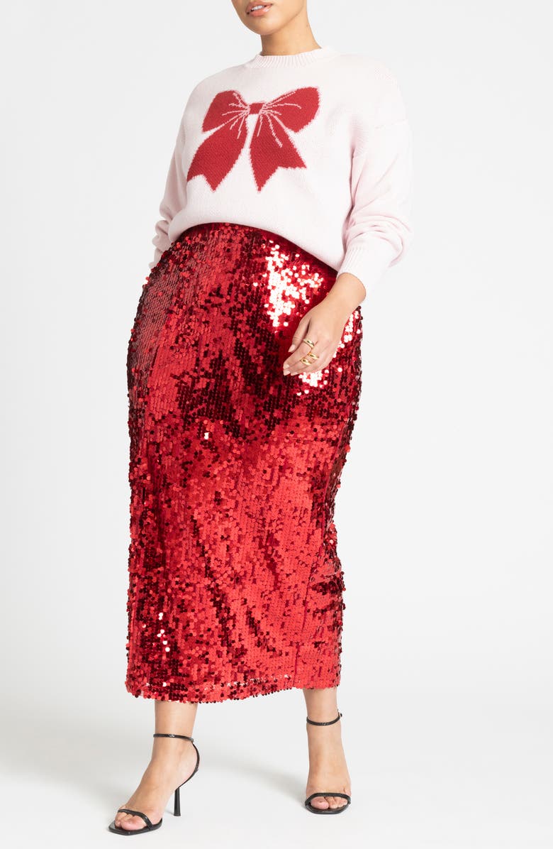 ELOQUII Sequin Column Maxi Skirt, Alternate, color,