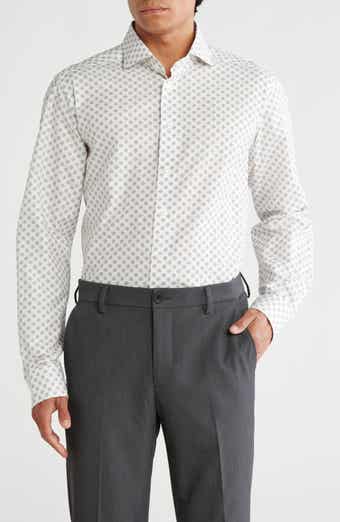 Contemporary Fit Geometric Cotton & Linen Blend Dress Shirt