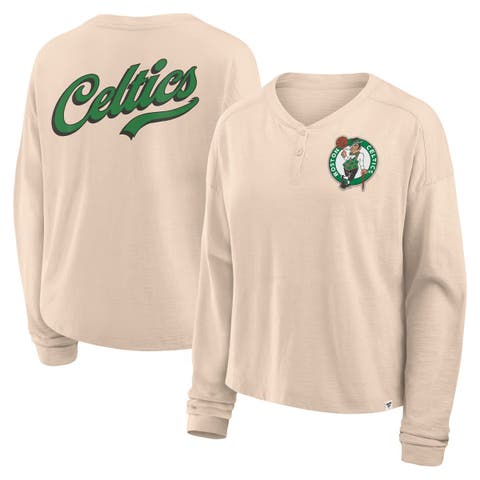Women's Fanatics Natural Boston Celtics Boxed Out Drop Fashion Long Sleeve T-Shirt