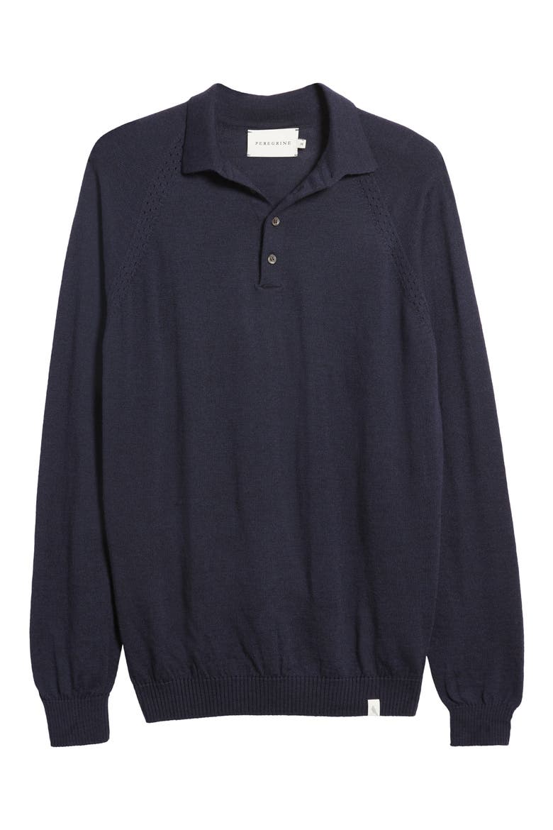 Beauford Long Sleeve Wool Polo Sweater, Alternate, color, NAVY