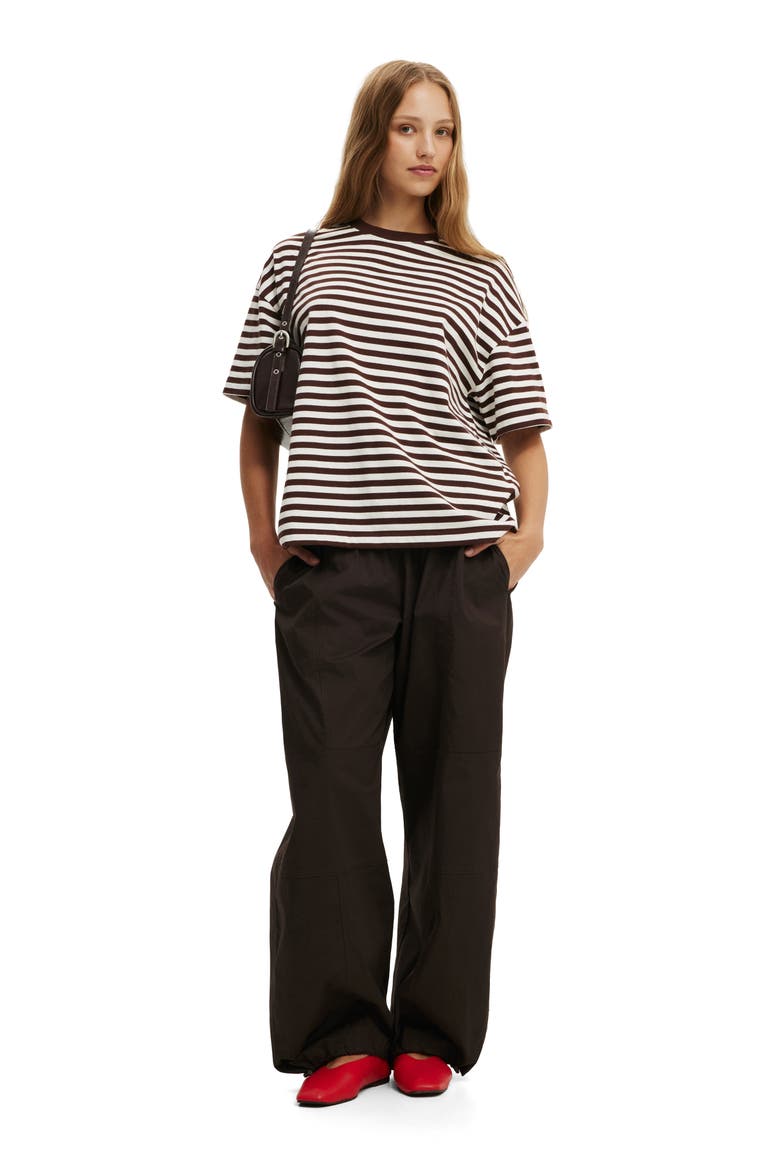 Women's Boxy Short Sleeve Tee, Alternate, color, Sophie Stripe Dark Oak