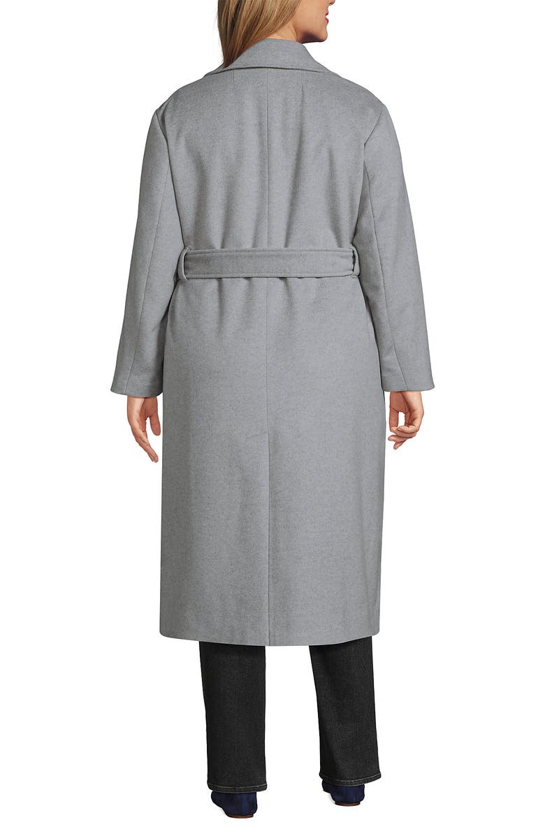 Lands' End Wool Wrap Long Coat, Alternate, color, Light Gray Heather