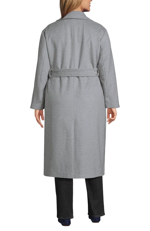 Lands' End Plus Size Wool Wrap Long Coat In Gray