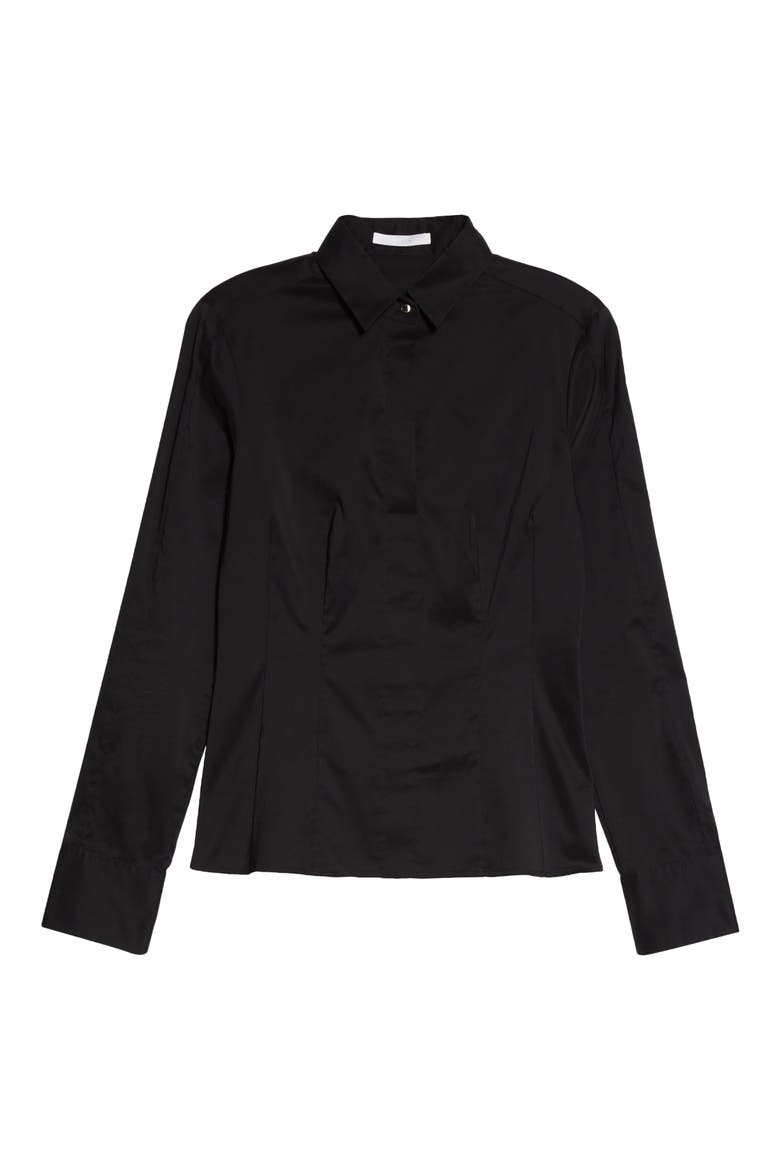 'Bashina' Stretch Poplin Shirt, Alternate, color, BLACK