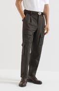 Brunello Cucinelli Virgin wool flannel trousers with cargo pockets and waist tabs