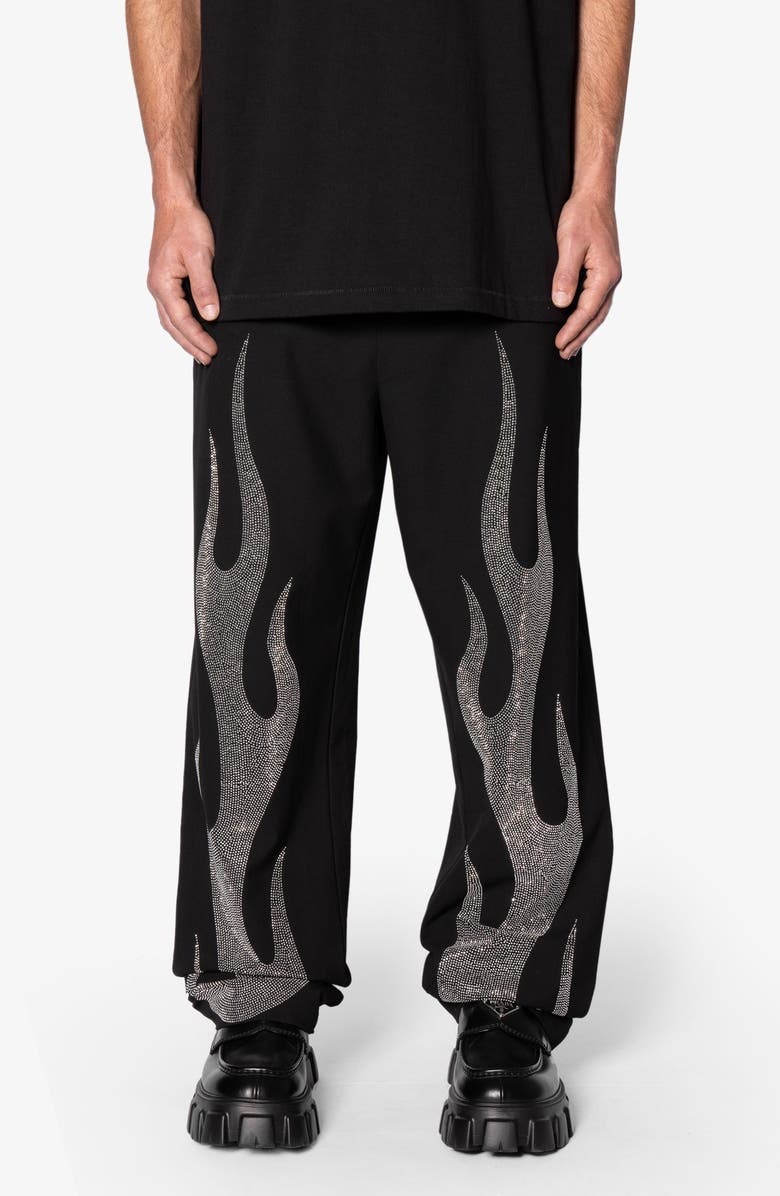 mnml Ultrabaggy Flame Crystal Embellished Pants, Main, color,