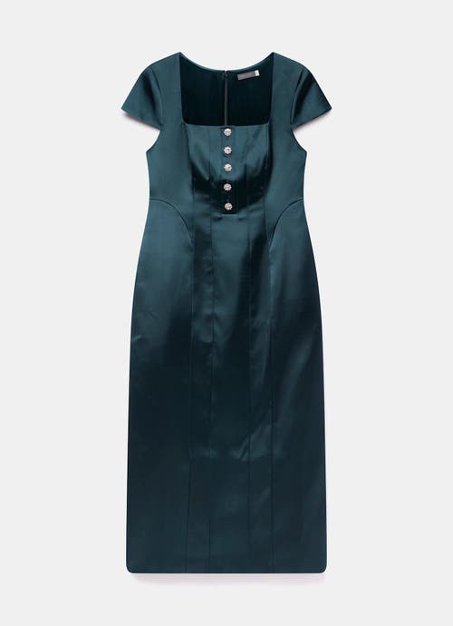 Mint Velvet Satin Midi Dress In Green
