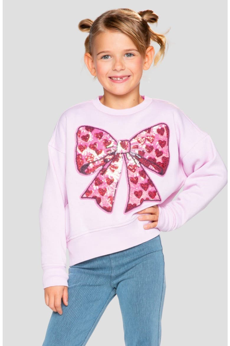 Kids' Cloud Soft Sweatshirt, Alternate, color, PINK BOW