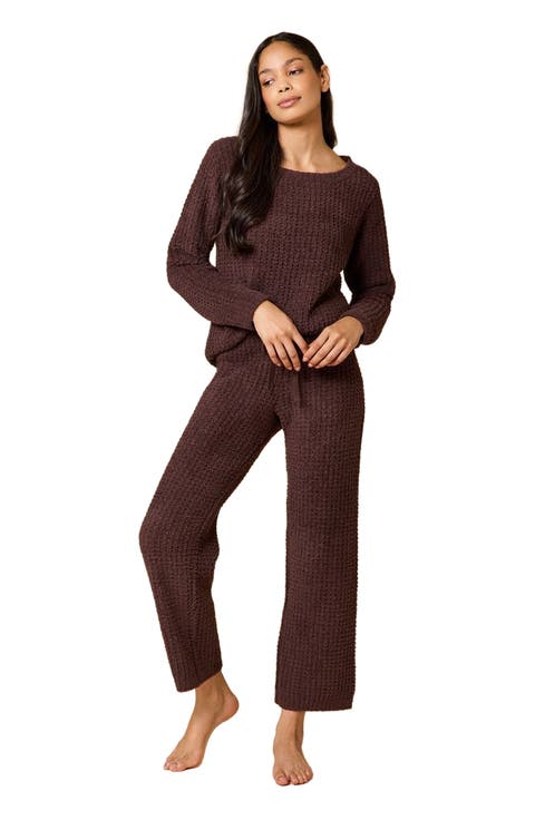 Waffle Marshmallow Boat Neck Lounge Set