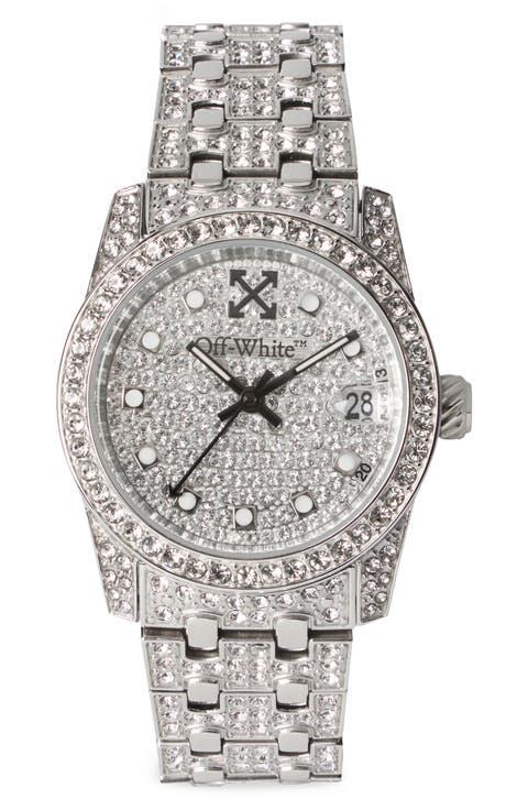 Discreet Crystal Bracelet Watch, 32mm
