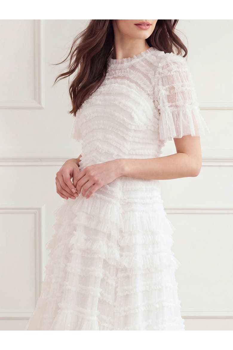 Valentine Ruffle Maxi Gown, Alternate, color, Swan White