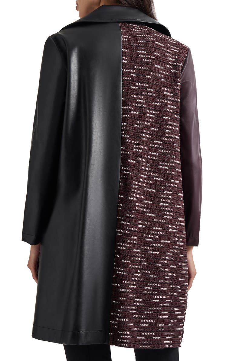 Misook Knit Panel Faux Leather Coat, Alternate, color, 