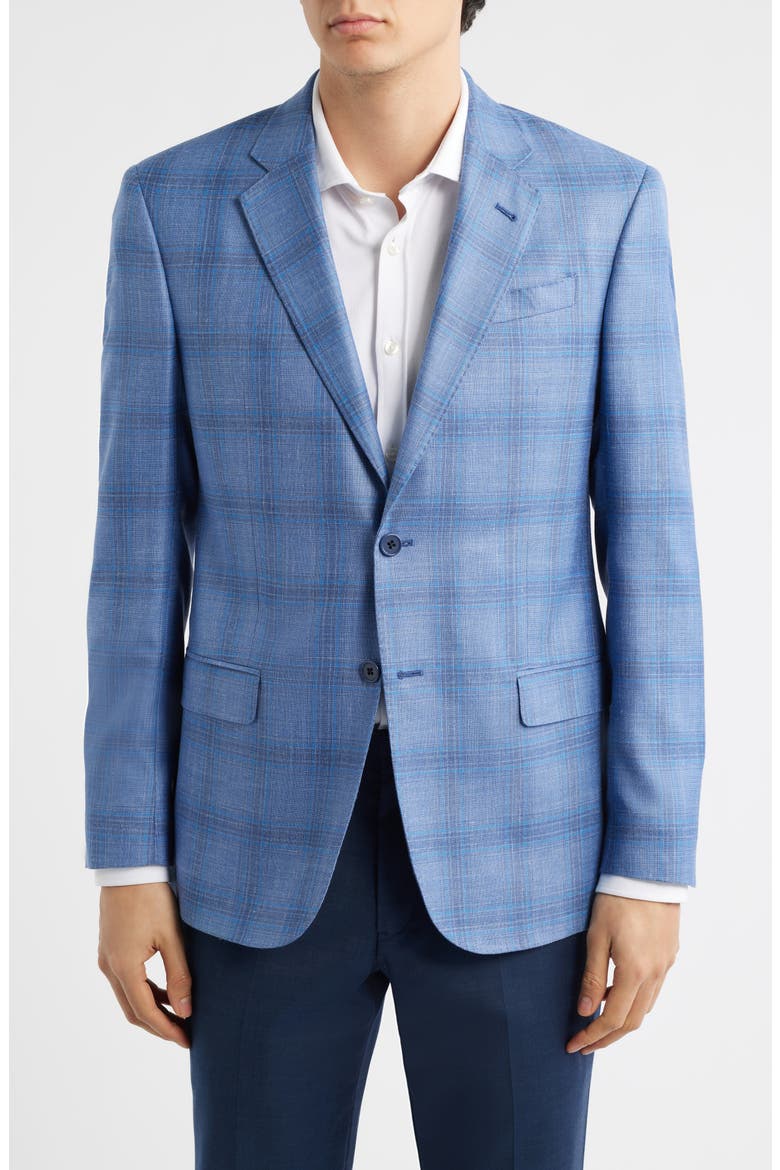 Plaid Virgin Wool Blend Sport Coat, Main, color, BLUE