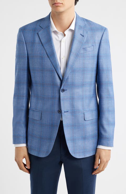 Plaid Virgin Wool Blend Sport Coat (Regular & Big)