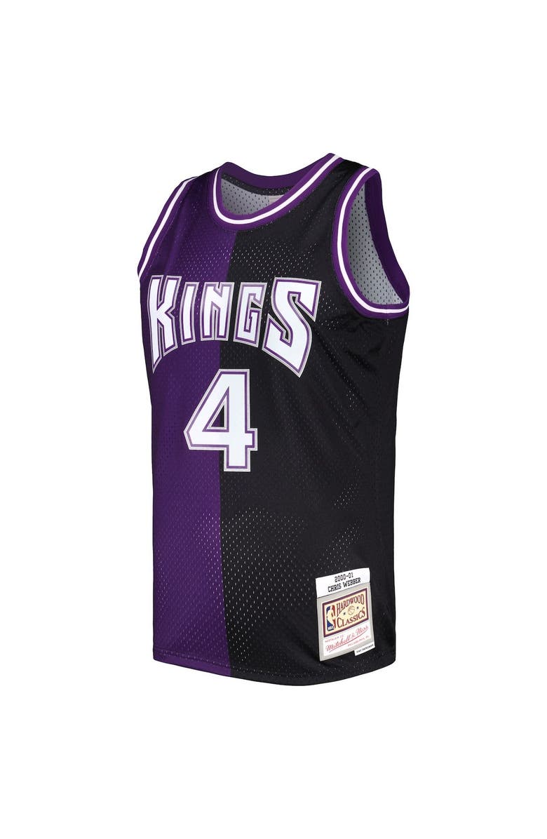 Mitchell & Ness Men's Mitchell & Ness Chris Webber Purple/Black Sacramento Kings Hardwood Classics 2000/01 Split Swingman Jersey, Alternate, color, 