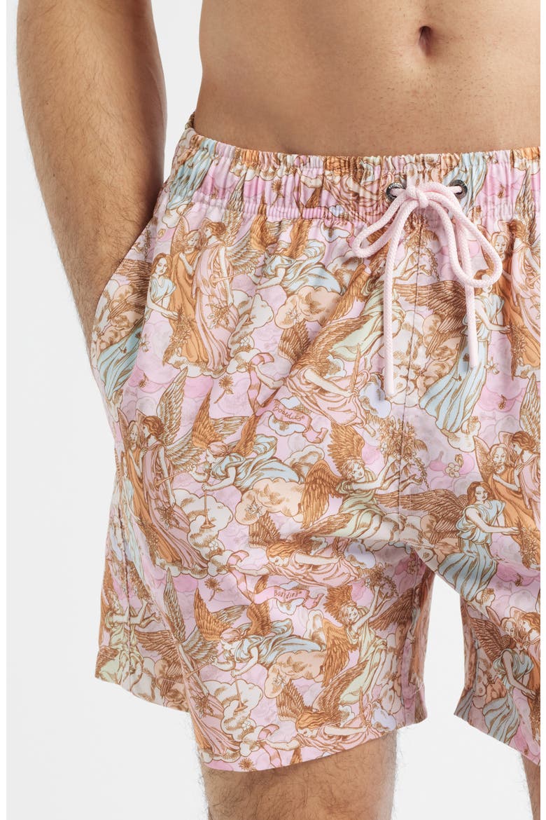 Floral Swim Trunks, Alternate, color, PINK
