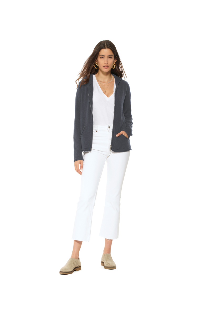 Monticelli Cashmere Pure Cashmere Double Zip Hoodie Sweater, Alternate, color, Charcoal