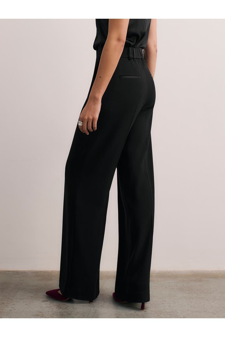 Adelaide Clever Crepe Wide Leg Trousers, Alternate, color, Black