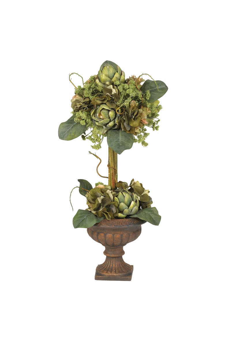 Artichoke Topiary Artificial Flower Arrangement, Main, color, Green