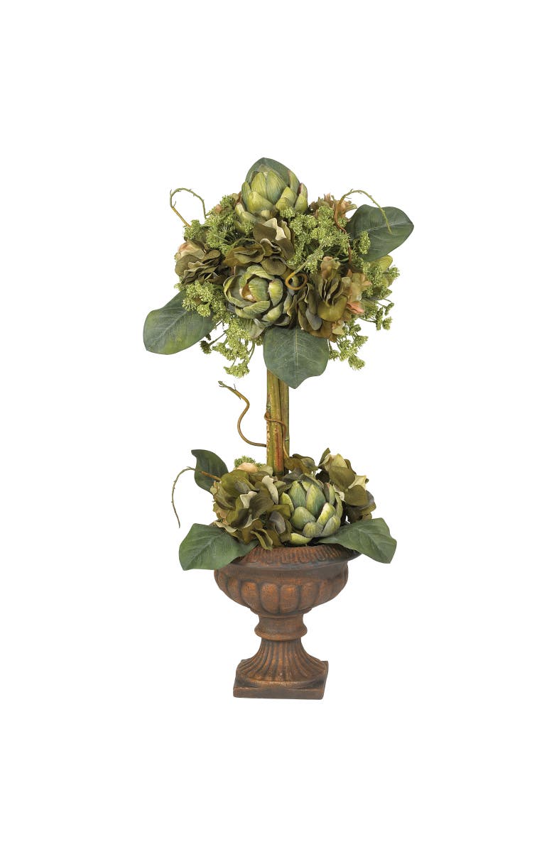 NEARLY NATURAL Artichoke Topiary Artificial Flower Arrangement, Main, color, Green