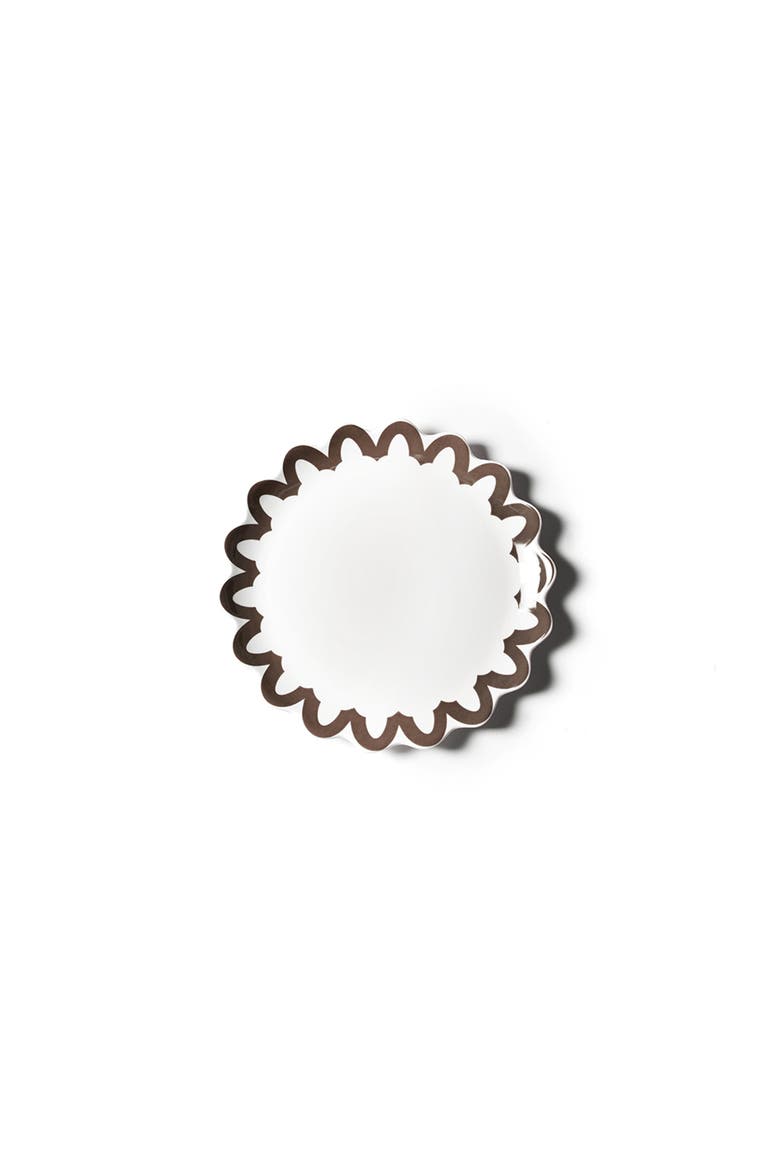 Russet Arabesque Trim Scallop Dinner Plate, Main, color, Brown