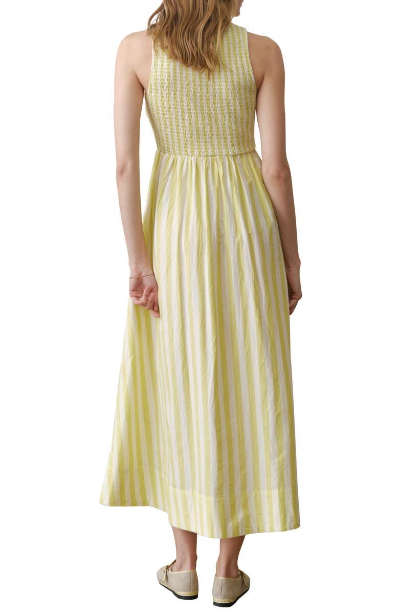 Marine Layer Darcy Smocked Poplin Maxi Dress, Alternate, color, Lime Stripe