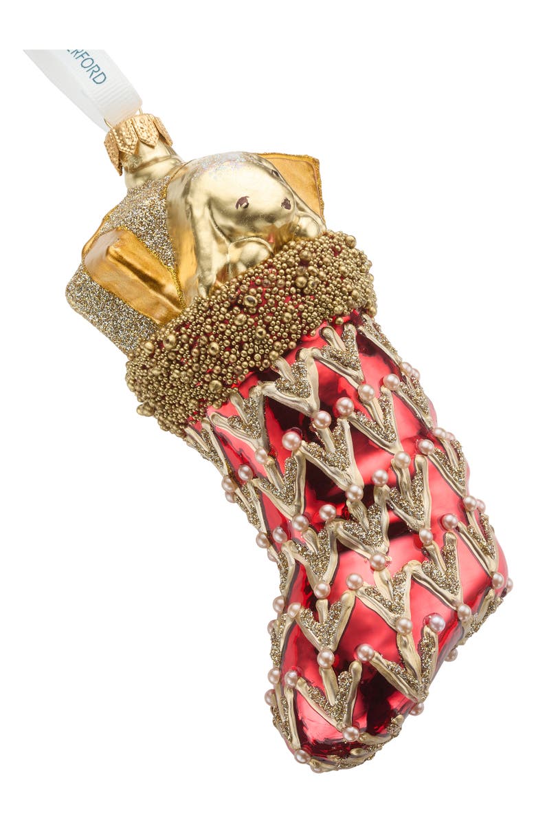 Waterford Holiday Heirlooms Red Stocking Glass Ornament, Alternate, color,