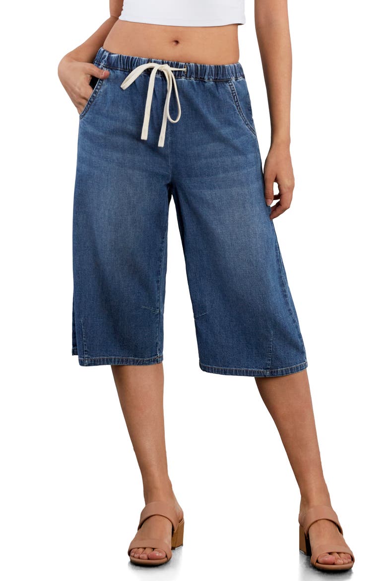 Relaxed Drawstring Denim Jorts, Alternate, color, NYC BLUE