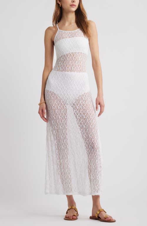 Open Edit Sheer Lace Maxi Dress In White
