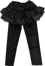 JOE-ELLA Kids' Stretch Velour Skirted Leggings