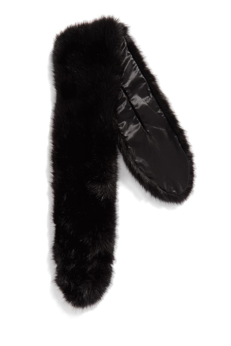 Oversize Faux Fur Wrap, Alternate, color, BLACK