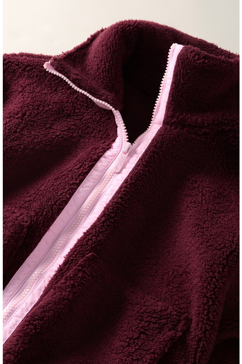 Kids' Fluffy Fleece Jacket, Alternate, color, BURGUNDY STEM