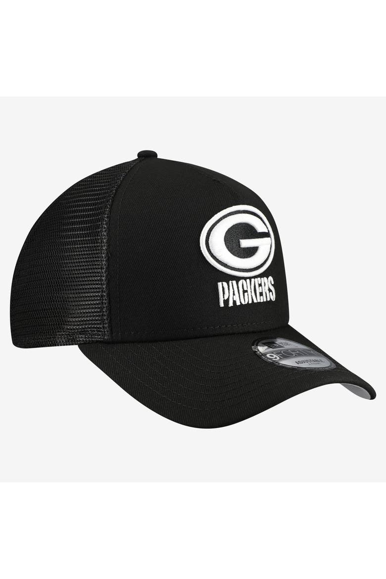 Men's New Era Black Green Bay Packers City Script 9FORTY A-Frame Adjustable Hat, Alternate, color, Black