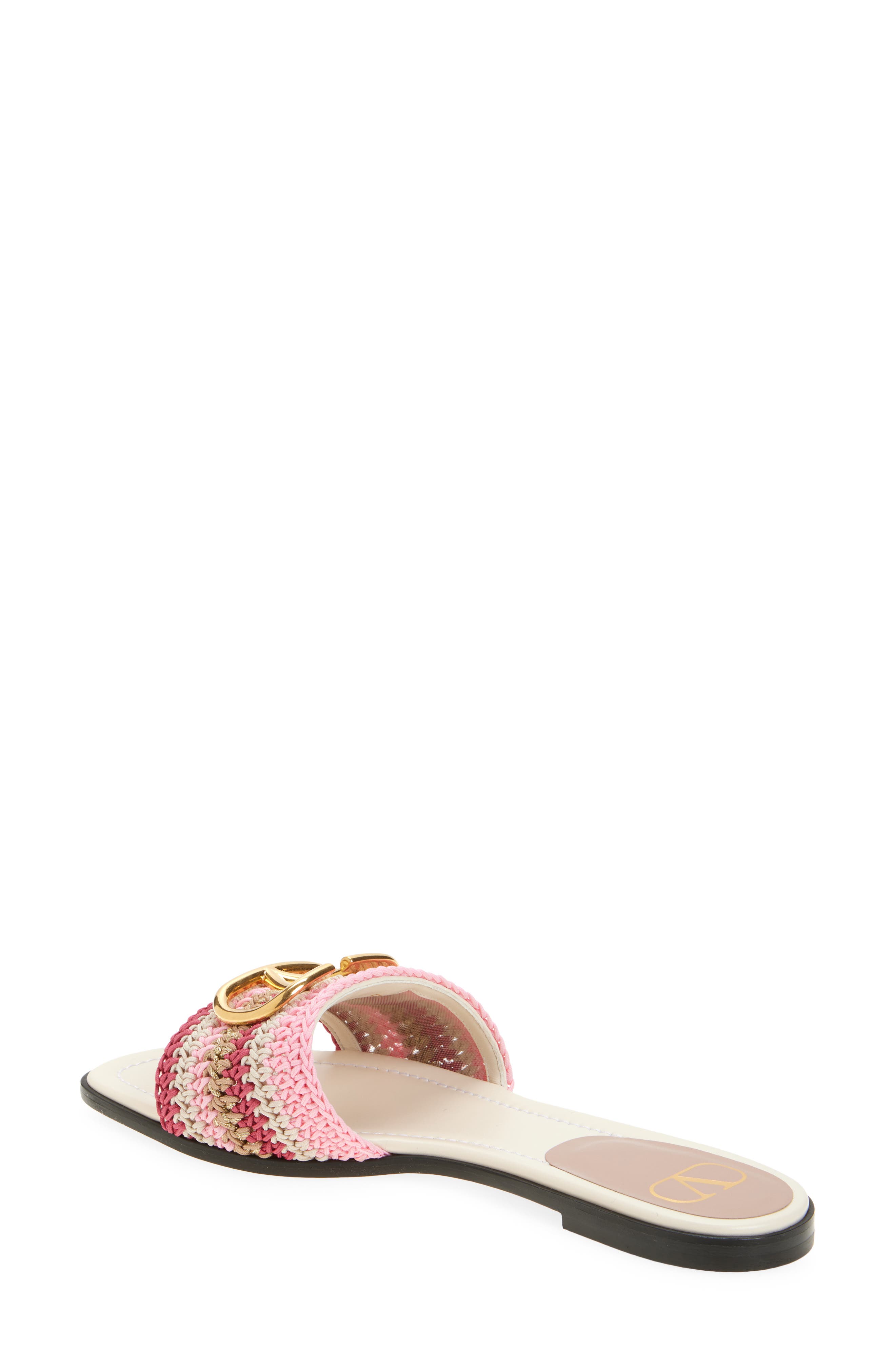 Valentino Garavani VLOGO Crochet Slide Sandal, Alternate, color, 