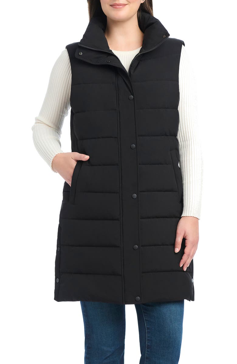 Sanctuary Water Resistant Hooded Quilted Puffer Vest, Main, color, Black