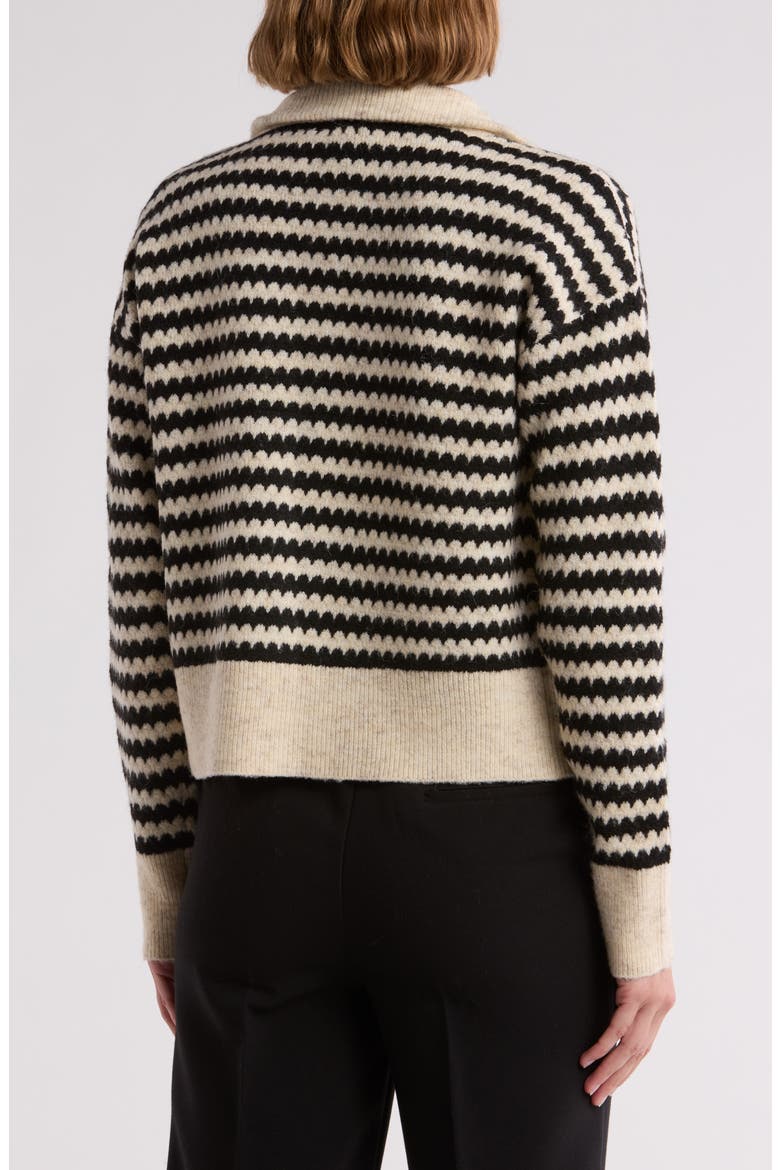 Stripe Zip Front Crop Cardigan, Alternate, color, FAWN/BLACK