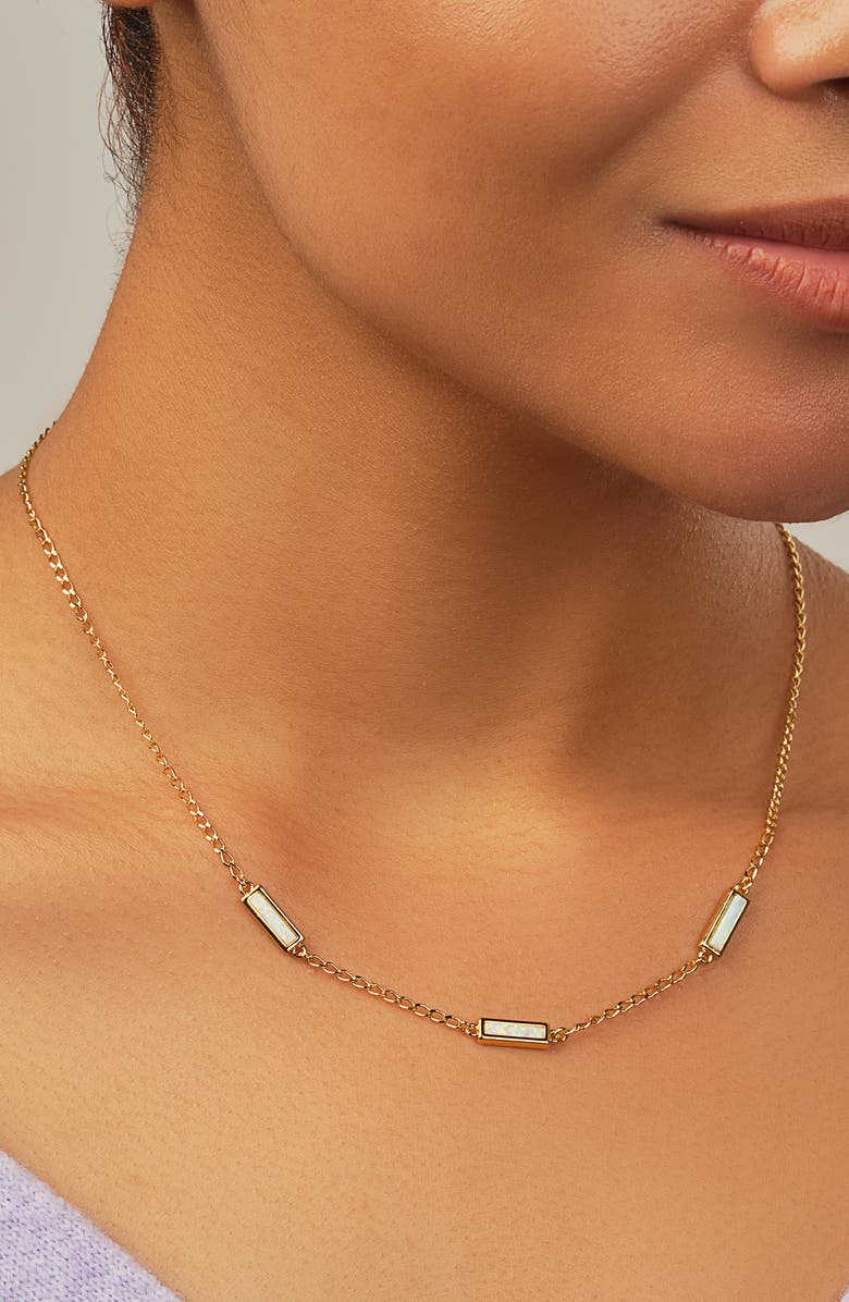 Sterling Forever Pavati Opal Necklace, Alternate, color, Gold