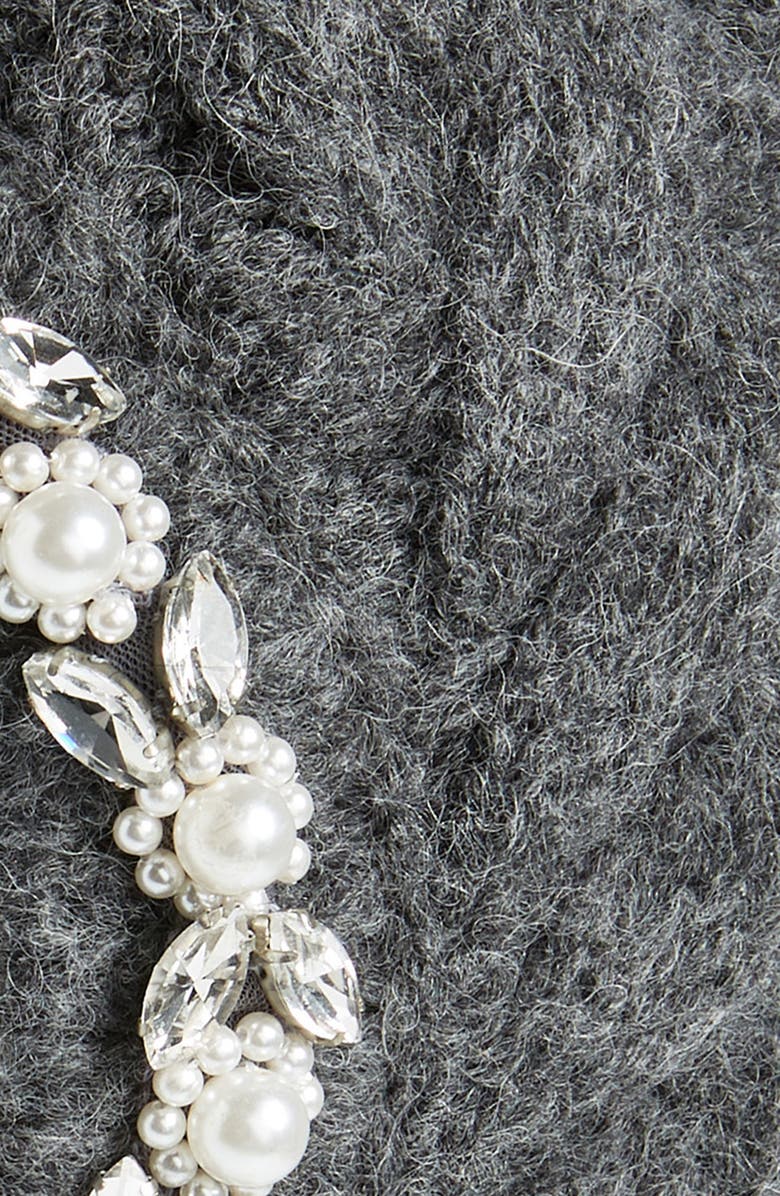 Simone Rocha Crystal & Imitation Pearl Embellished Alpaca & Virgin Wool Blend Balaclava, Alternate, color, 