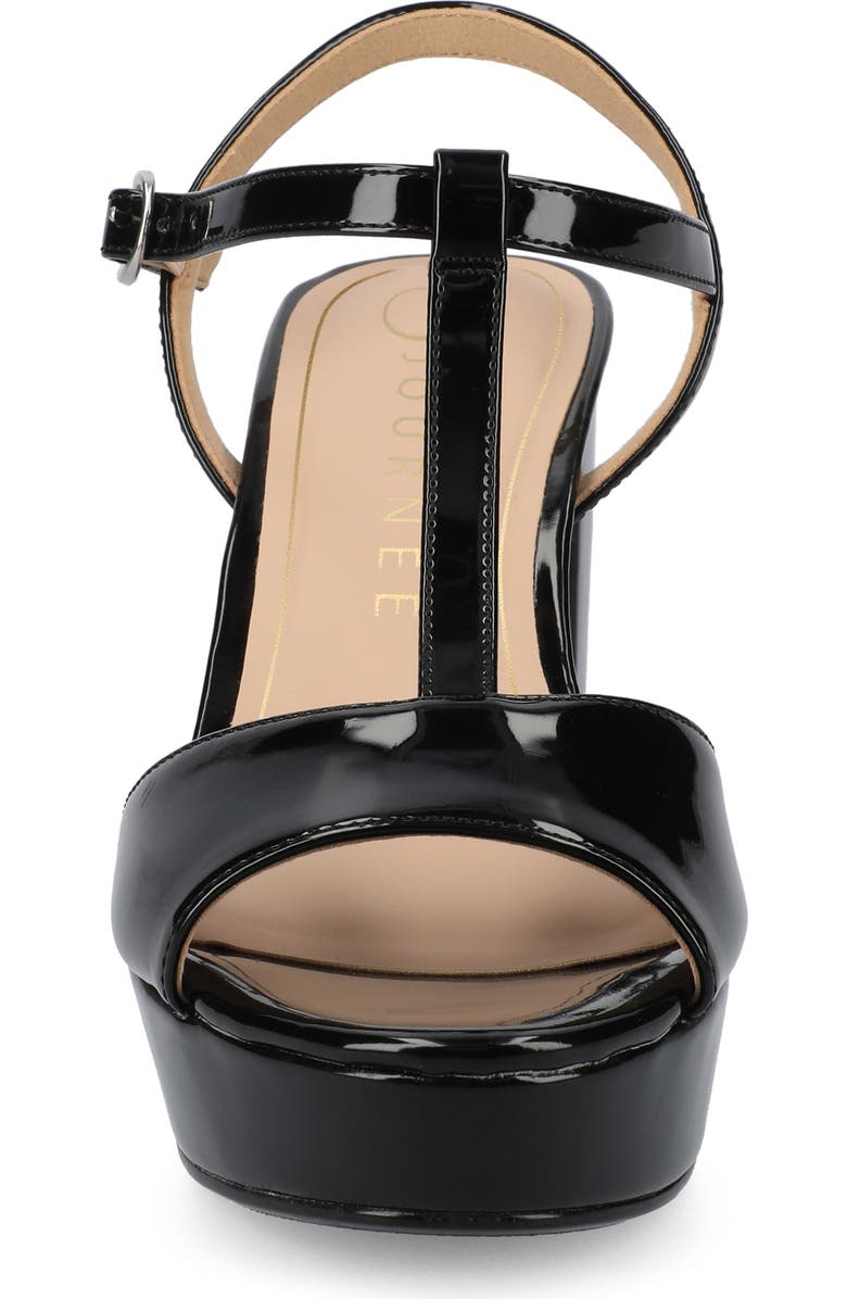 Journee Collection Lavine Slingback Flat Sandal, Alternate, color, Patent/ Black