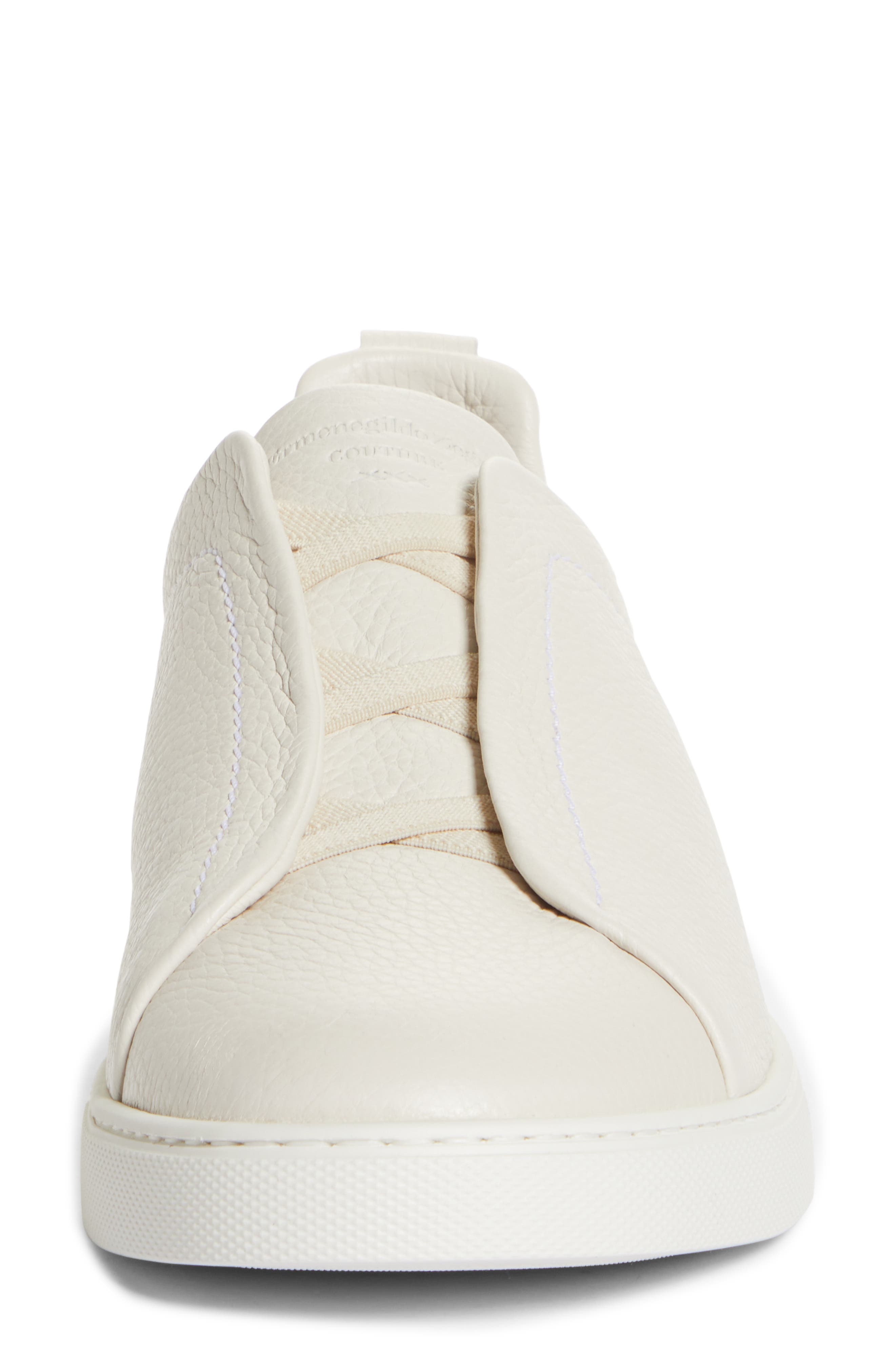 ZEGNA Triple Stitch Deerskin Leather Slip-On Sneaker, Alternate, color, 