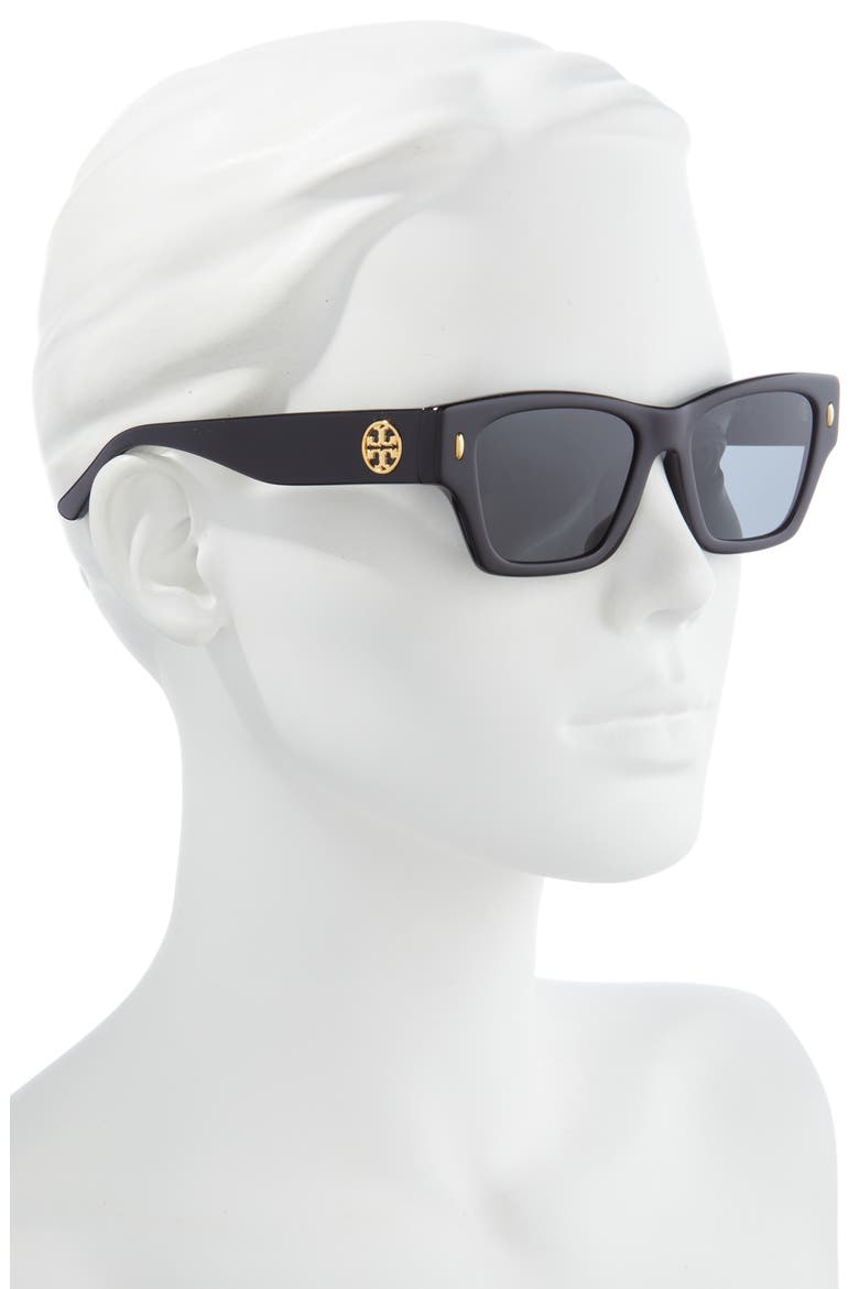 52mm Rectangular Sunglasses, Alternate, color, BLACK
