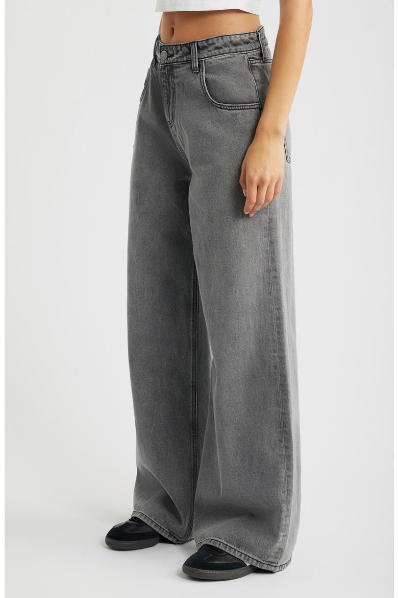 Love Print Relaxed Superwide Leg Jeans, Alternate, color, GREY