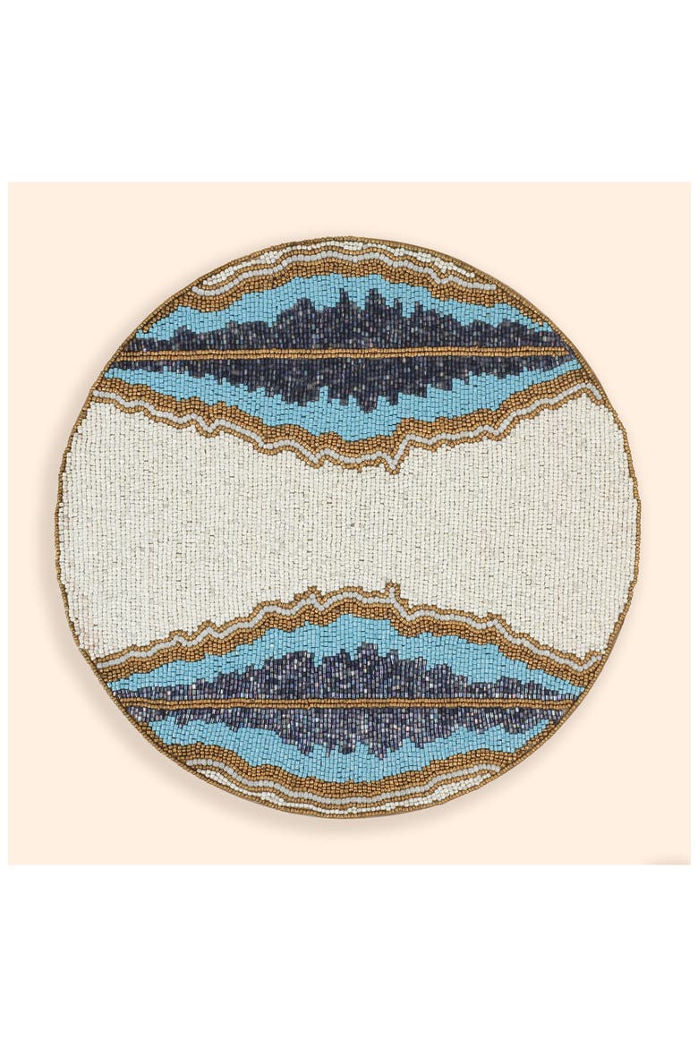 Lagon Beaded Placemat, Alternate, color, BLUE/ IVORY