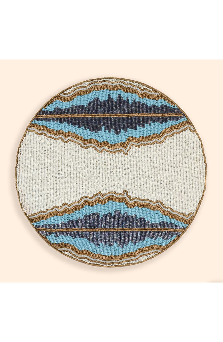 Tiramisu Lagon Beaded Placemat, Alternate, color, Blue/ Ivory