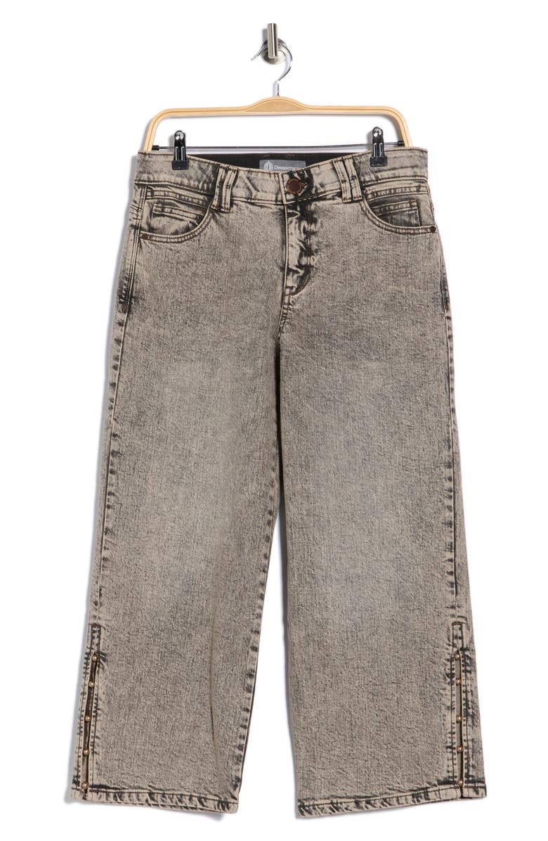 Democracy Faux Pearl Detail Acid Wash Jeans, Main, color, Tinted Brown